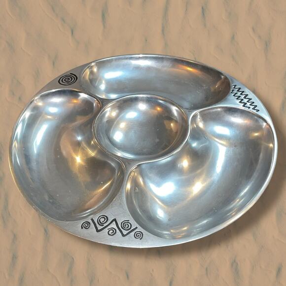 Wilton Armetale Pewter Reggae Chip & Dip Server 820094 Southwest Decor USA 14" - Picture 1 of 10